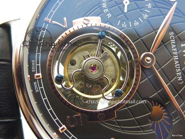 MIROTIME 0204 Portuguese Tourbillon Power Reserve Moonphase SS Black Dial Gold Numbers On Black Leather Strap RelaxedFit 7320